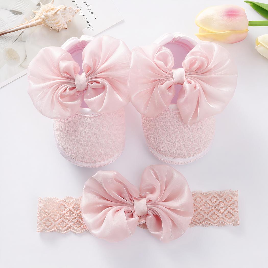 Mocassin avec nœud et semelle souple pour bébé fille
