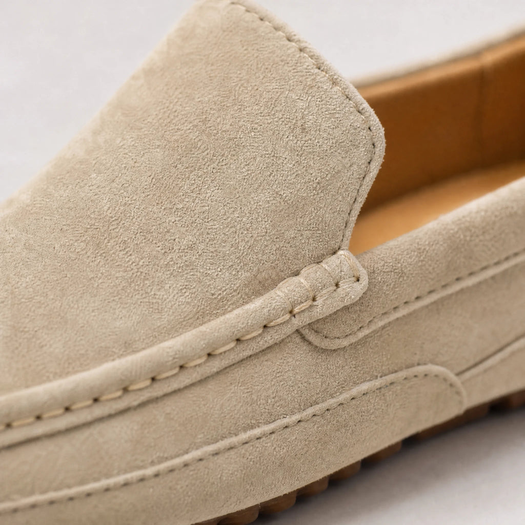 Mocassin beige homme à enfiler en textile beige clair - Détail matière