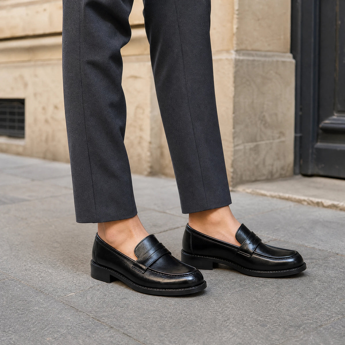 Mocassin cuir vernis noir femme à talon et bride - Utilisation du produit