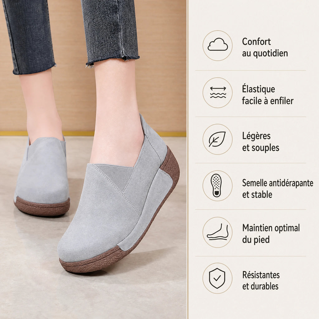 Mocassin daim femme à semelle épaisse - Bénéfices produit
