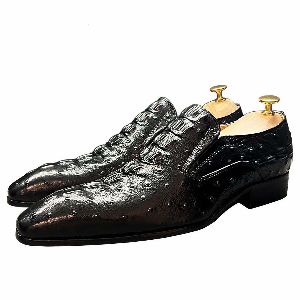 Mocassin en cuir à imprimé crocodile pour hommes