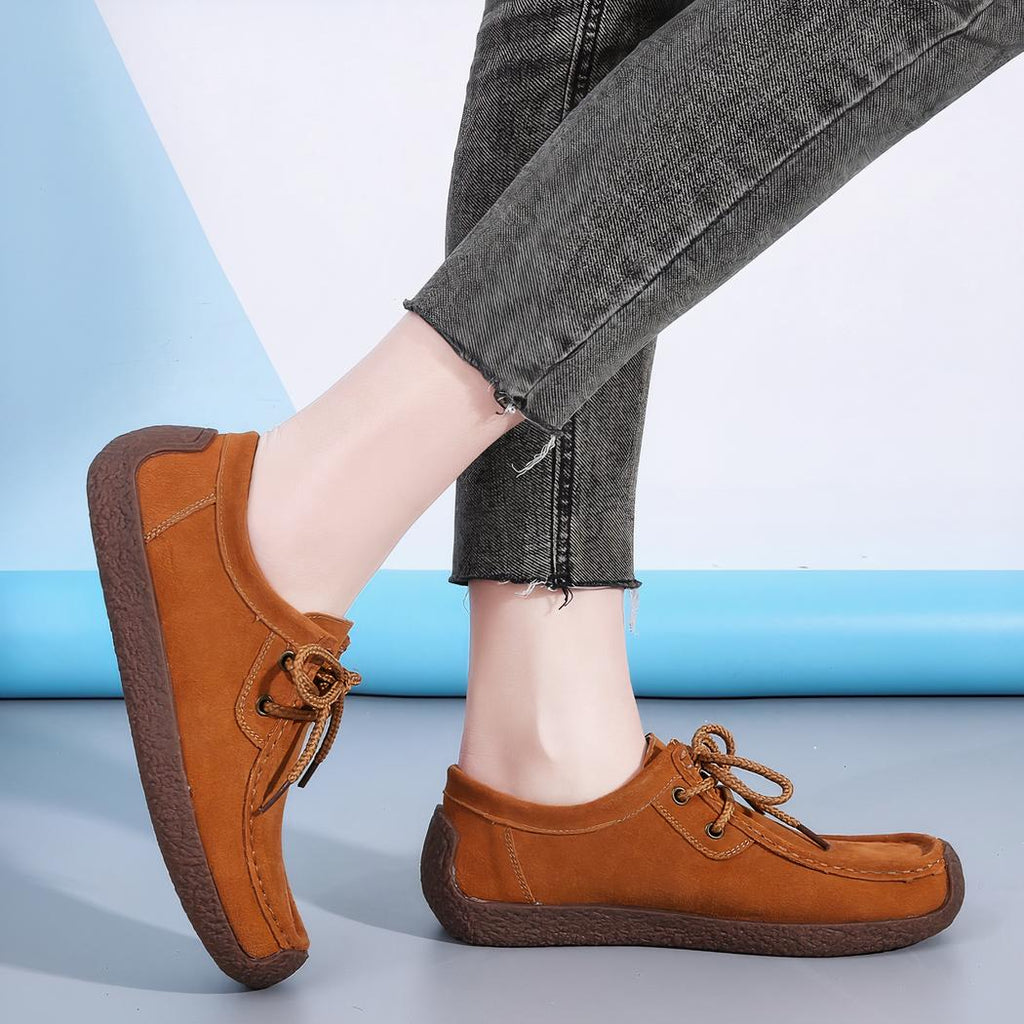 Mocassin en daim à lacets pour femmes