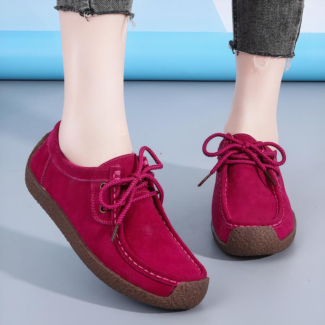 Mocassin en daim à lacets pour femmes