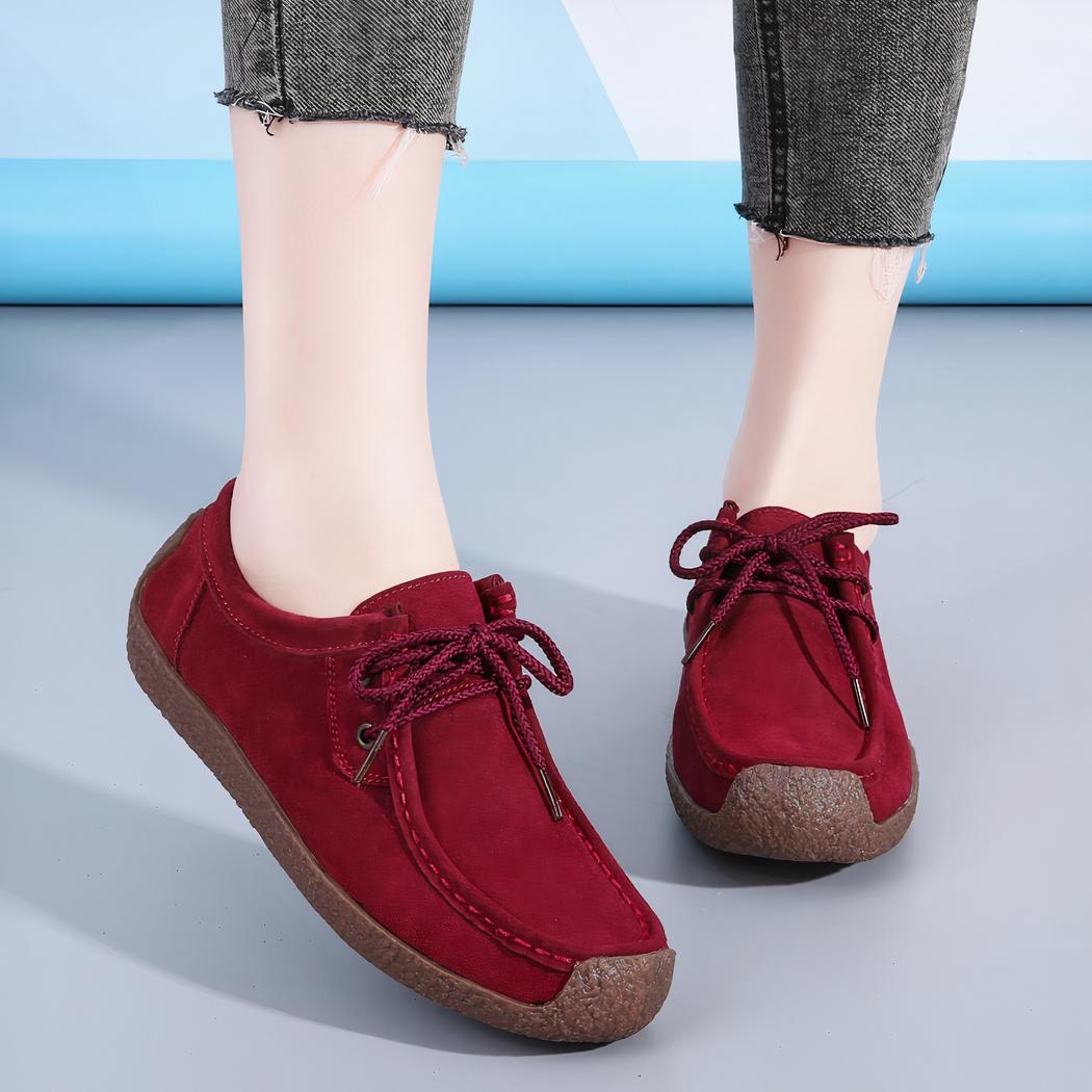 Mocassin en daim à lacets pour femmes