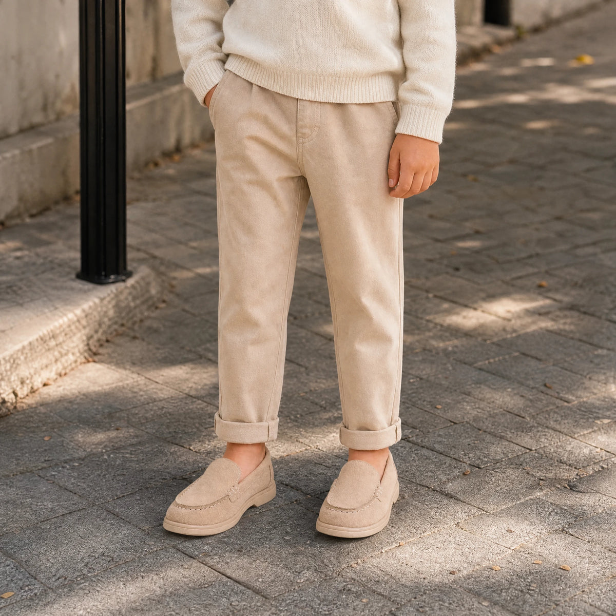 Mocassin enfant beige à enfiler, style classique - Utilisation du produit