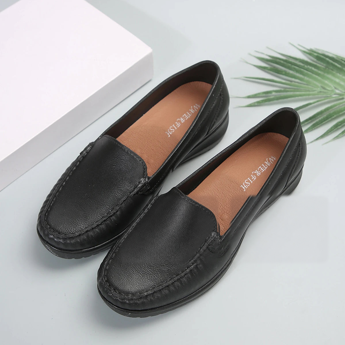 Mocassins confort en similicuir pour femme, coloris Noir
