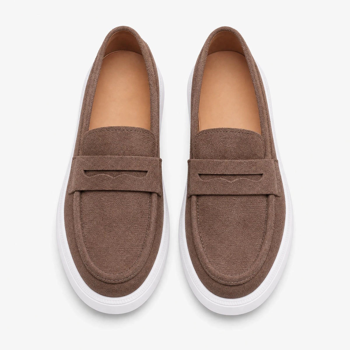 Mocassin femme semelle épaisse blanche à bande - Fond neutre