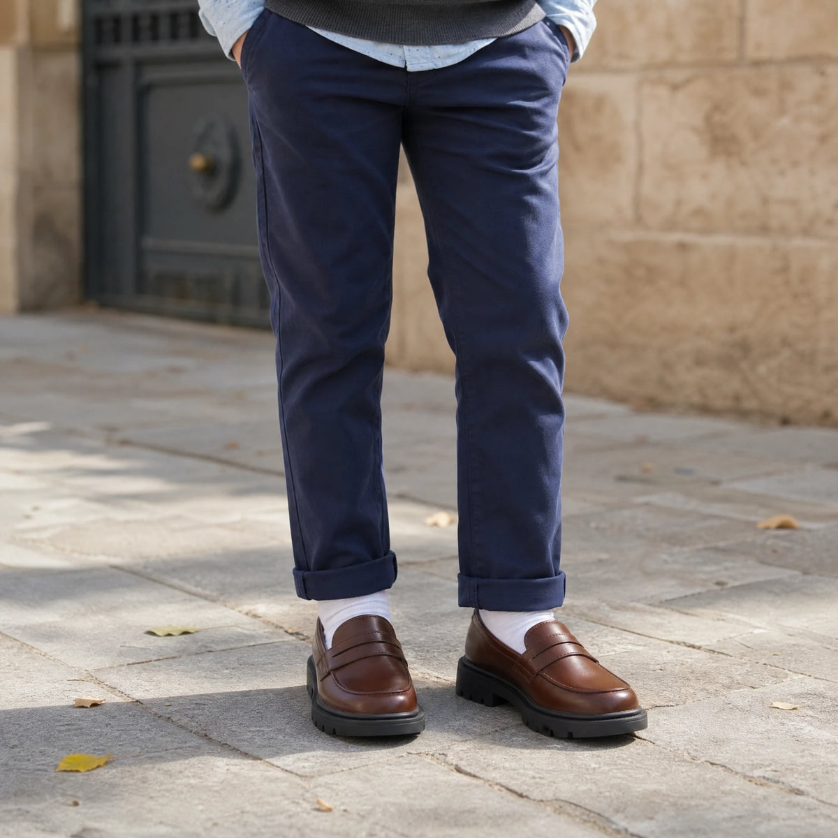 Mocassin garçon marron à semelle crantée et talon renforcé - Utilisation du produit