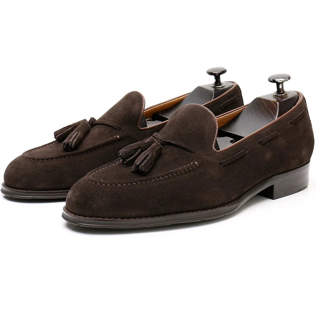 Mocassins à pampilles en daim pour homme