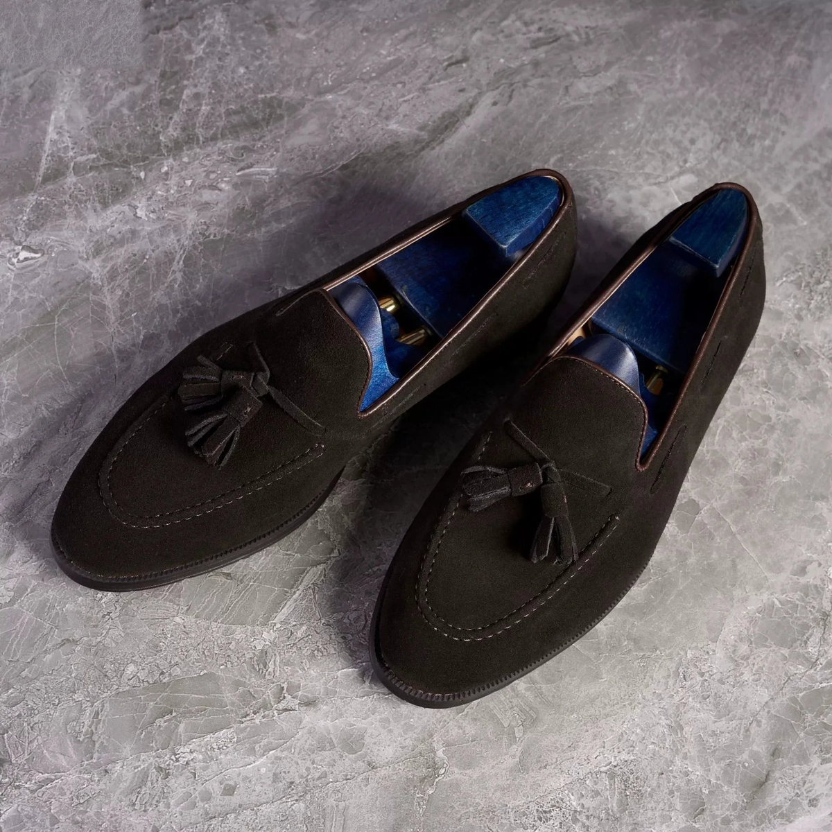 Mocassins à pampilles en daim pour homme