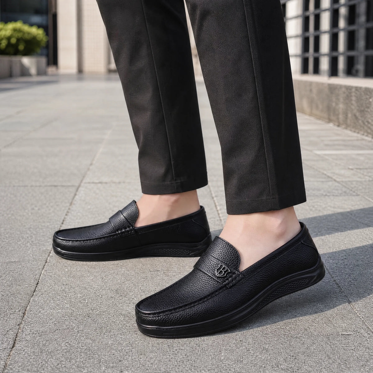 Mocassin homme semelle épaisse en cuir grainé noir - Utilisation du produit