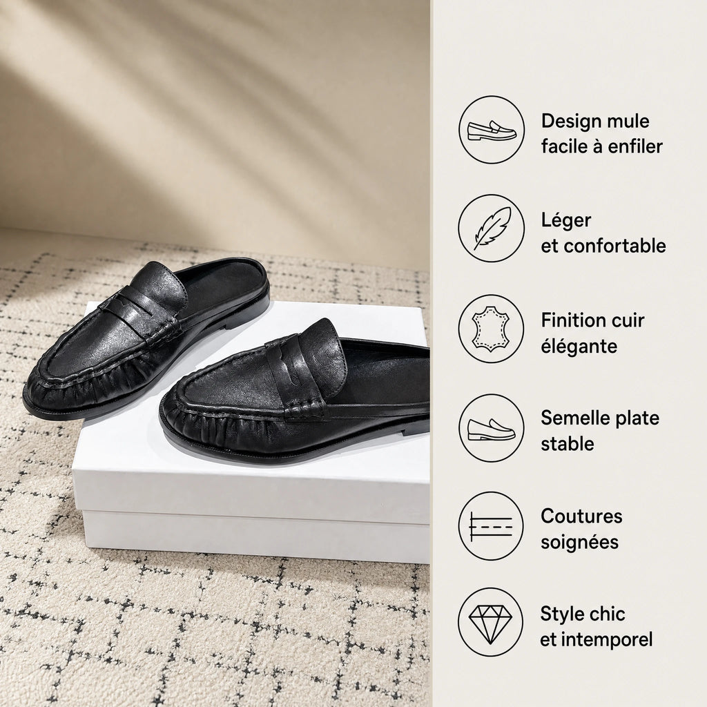 Mocassin mule femme daim plissé à enfiler - Bénéfices produit