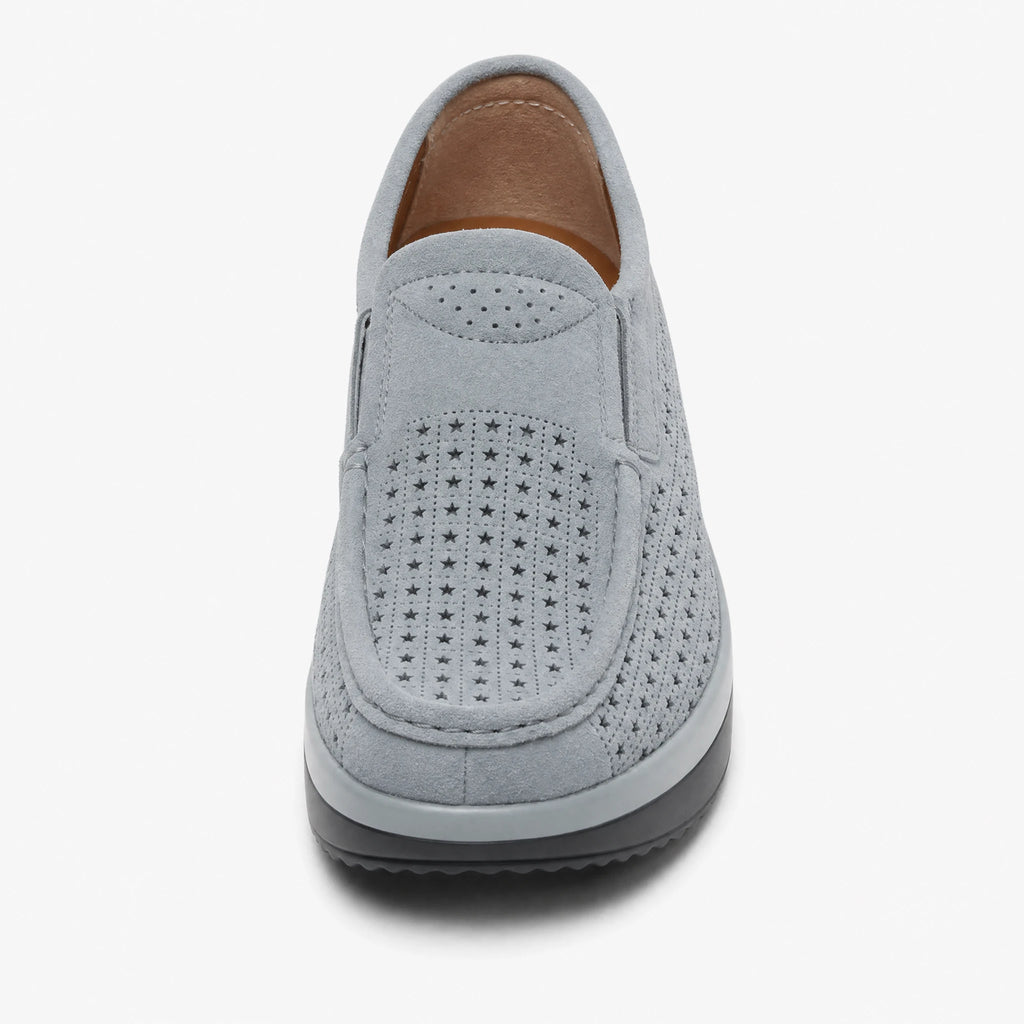 Mocassin plateforme ajouré à semelle compensée - Fond neutre