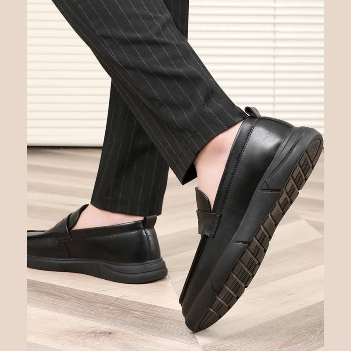 Mocassin Plateforme Homme Noir à Languette