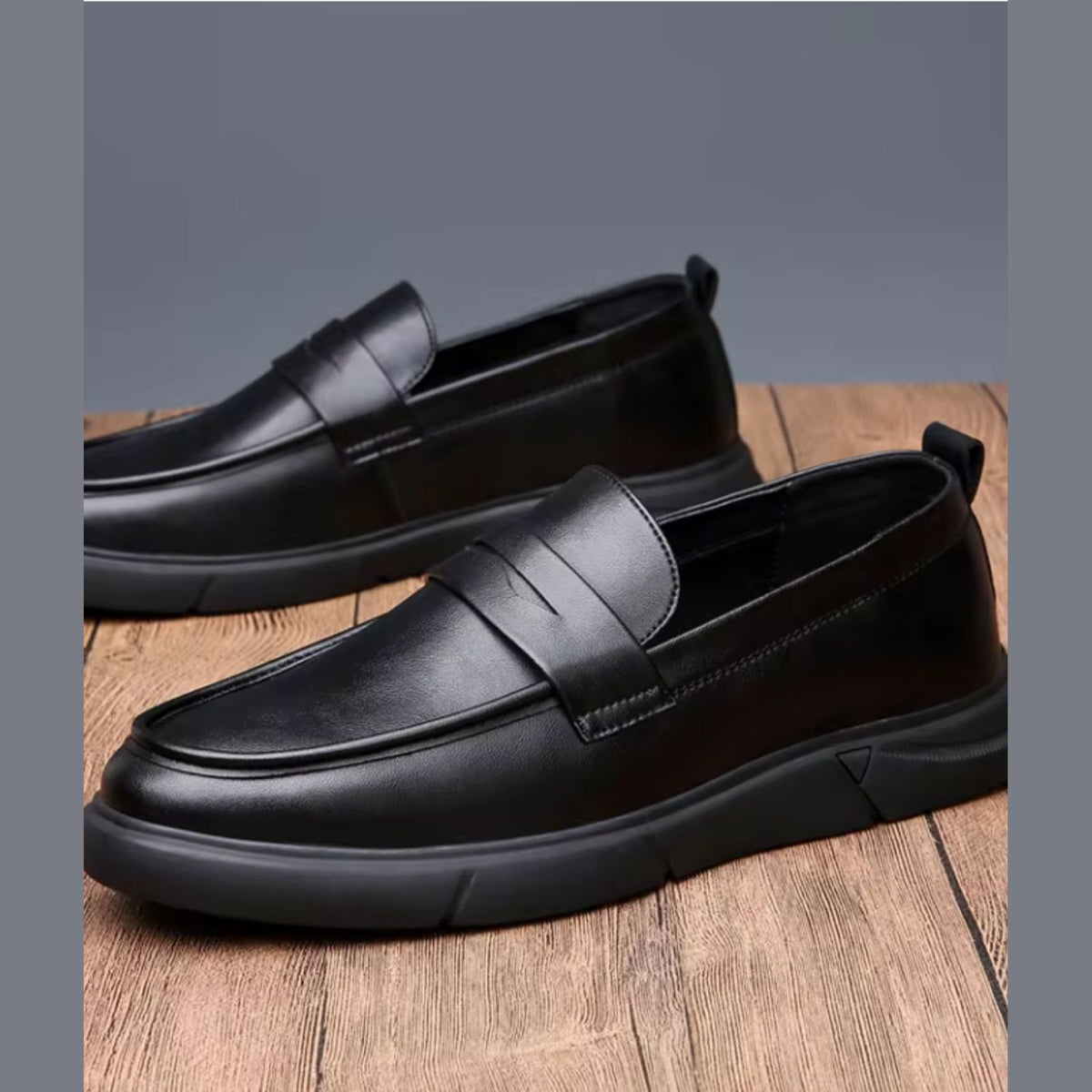 Mocassin Plateforme Homme Noir à Languette