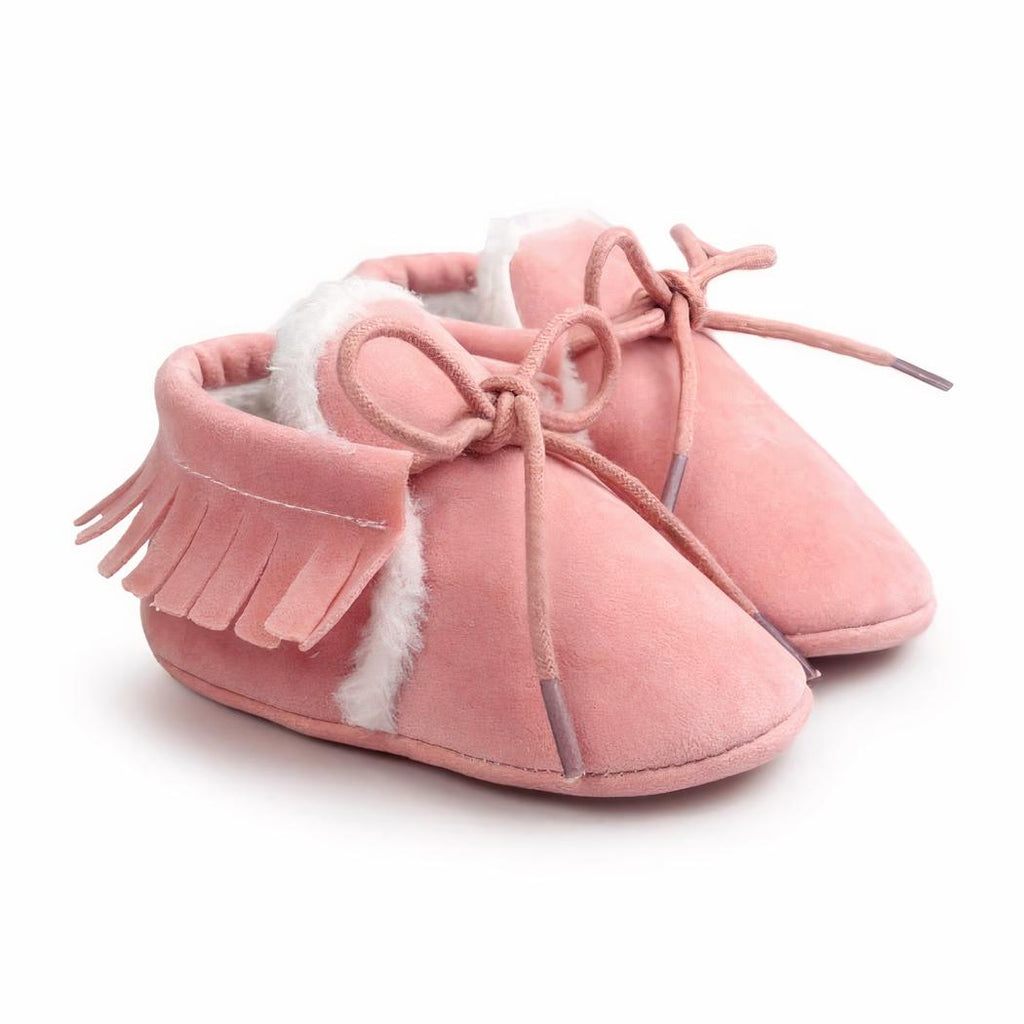 mocassin en daim rose