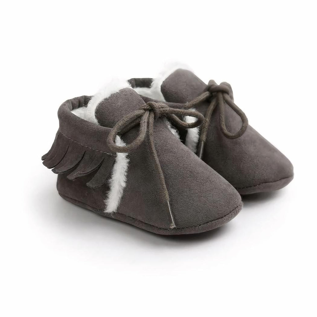 Mocassin pour bébé fille effet daim d'hiver
