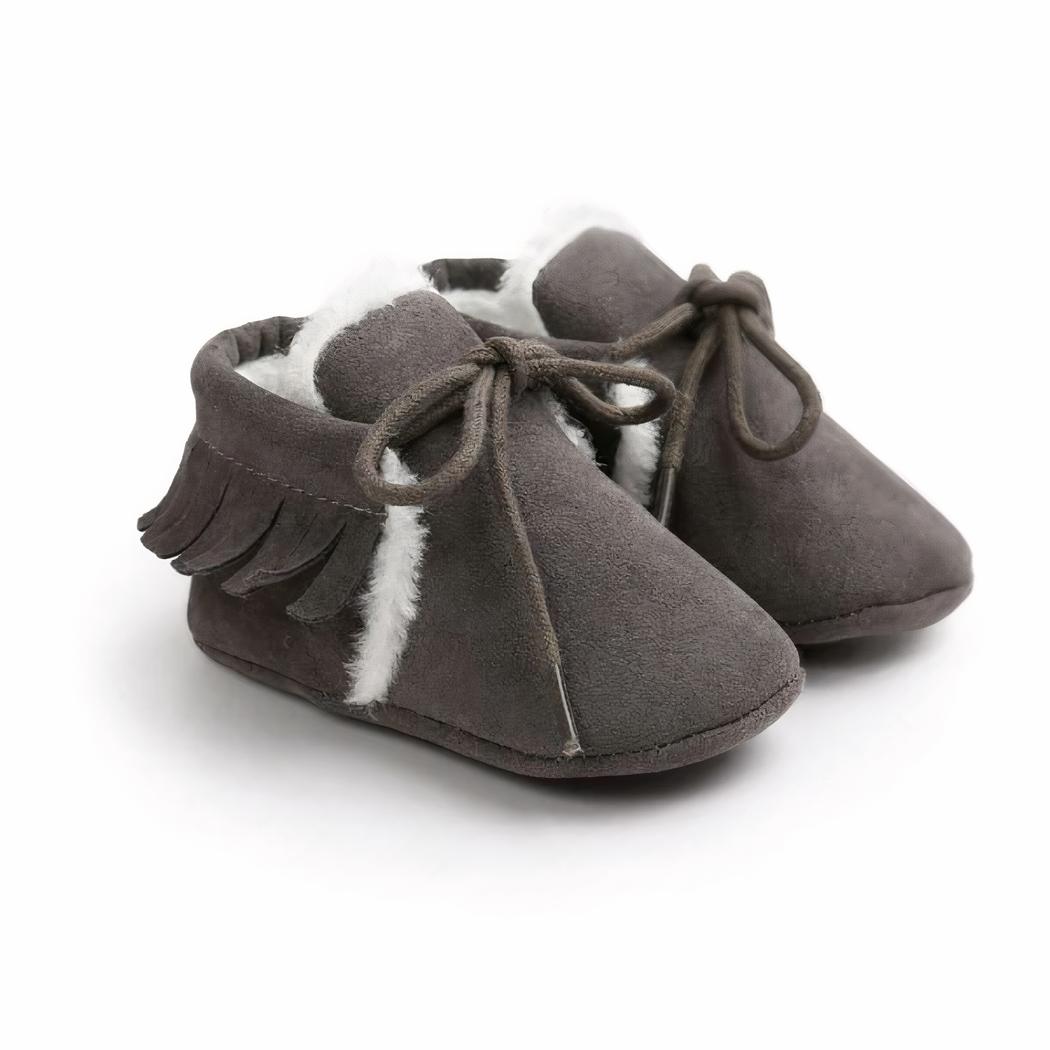 Mocassin pour bébé fille effet daim d'hiver