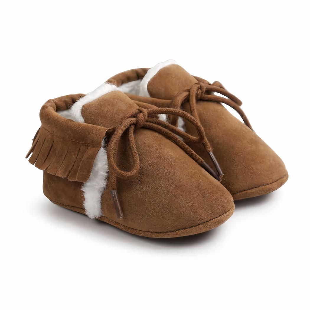 Mocassin pour bébé fille effet daim d'hiver