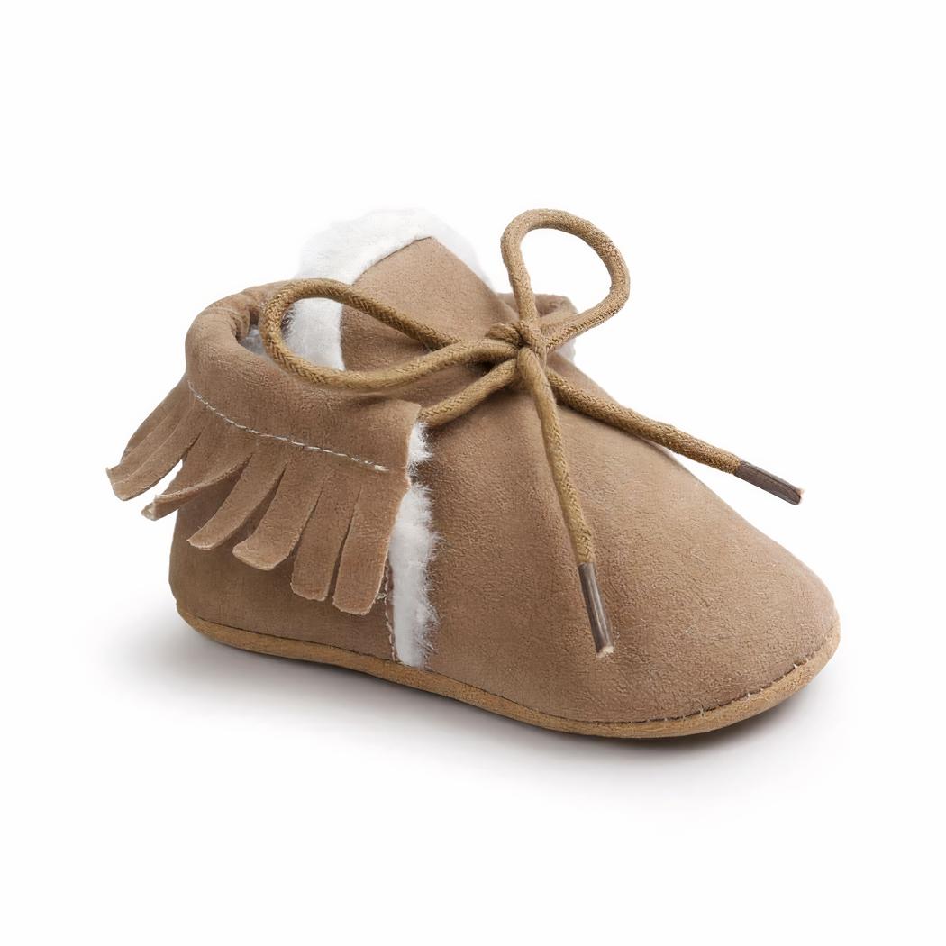 Mocassin pour bébé fille effet daim d'hiver