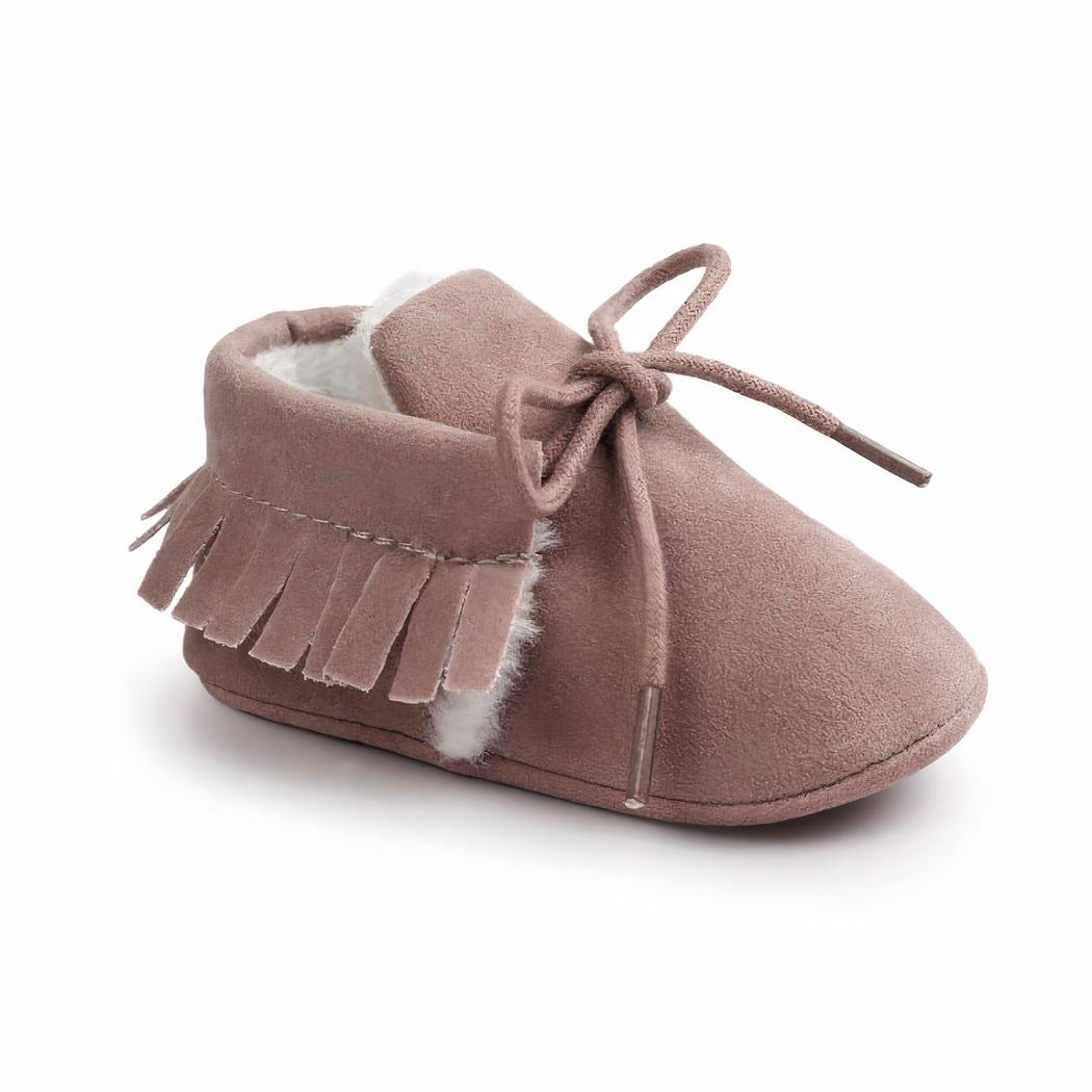 Mocassin pour bébé fille effet daim d'hiver