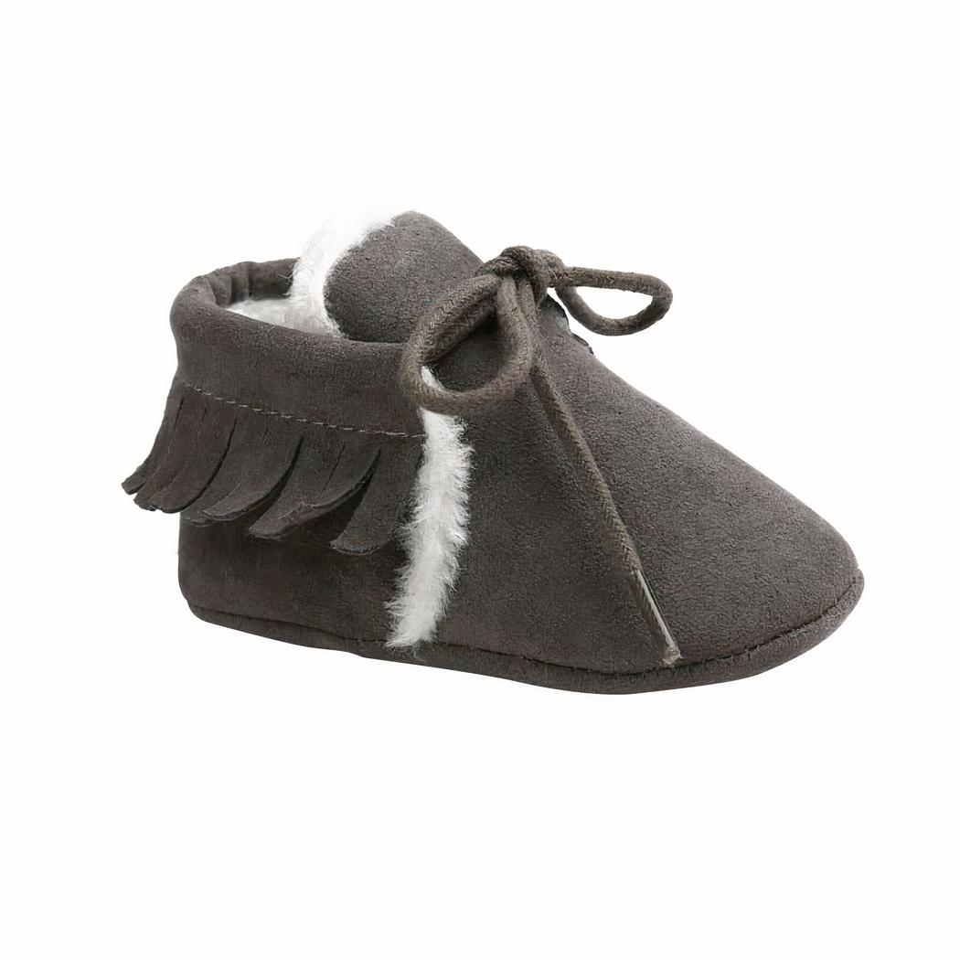 Mocassin pour bébé fille effet daim d'hiver