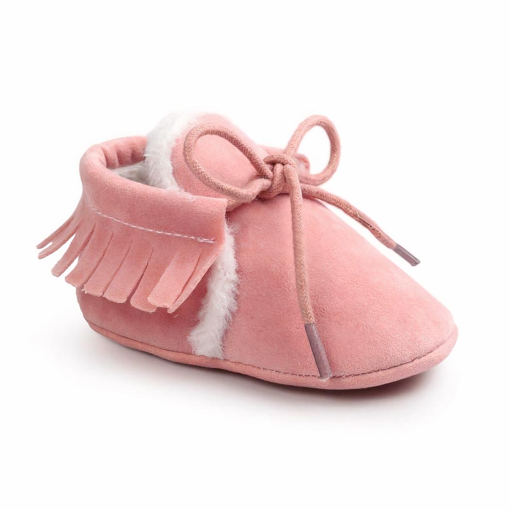 Mocassin pour bébé fille effet daim d'hiver
