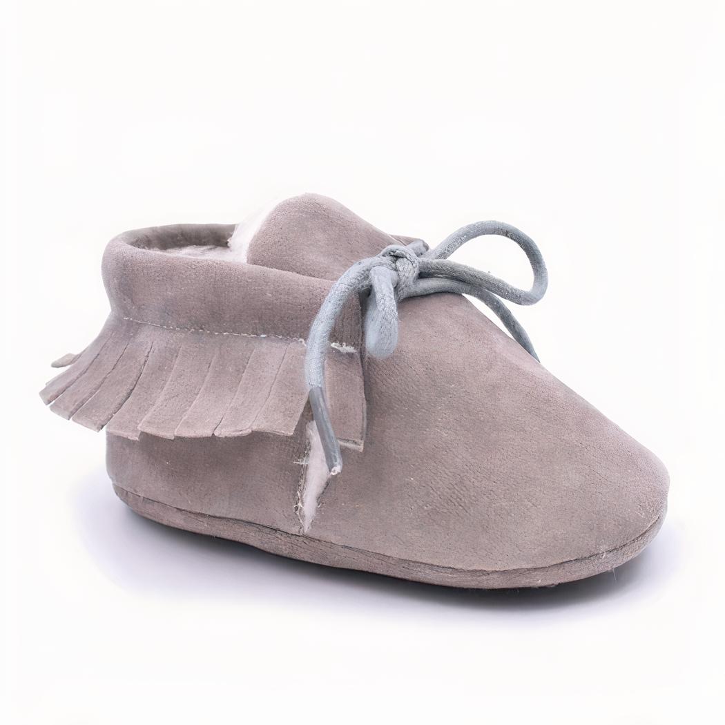 Mocassin pour bébé fille effet daim d'hiver