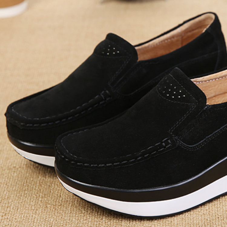 Mocassins à semelle compensée en daim pour femme