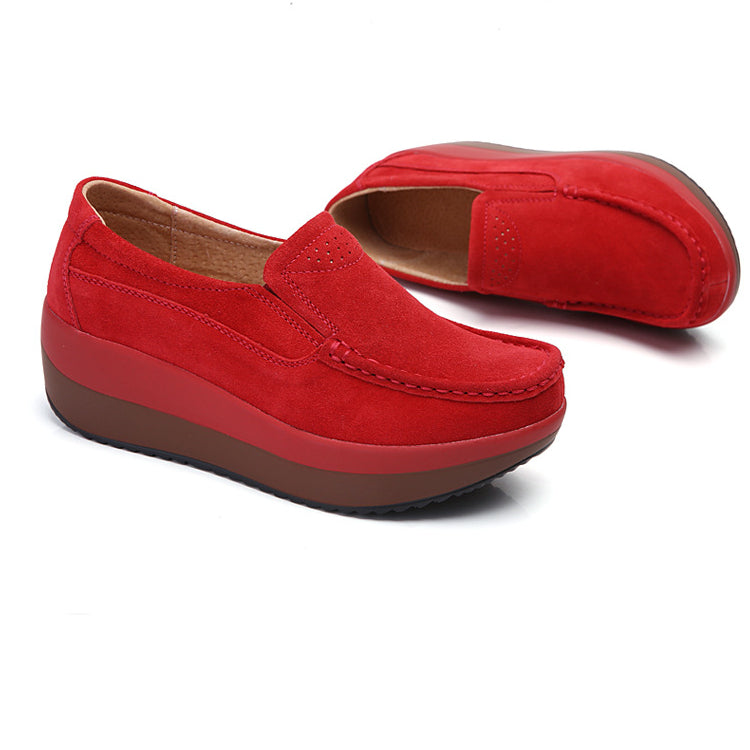 Mocassins à semelle compensée en daim pour femme