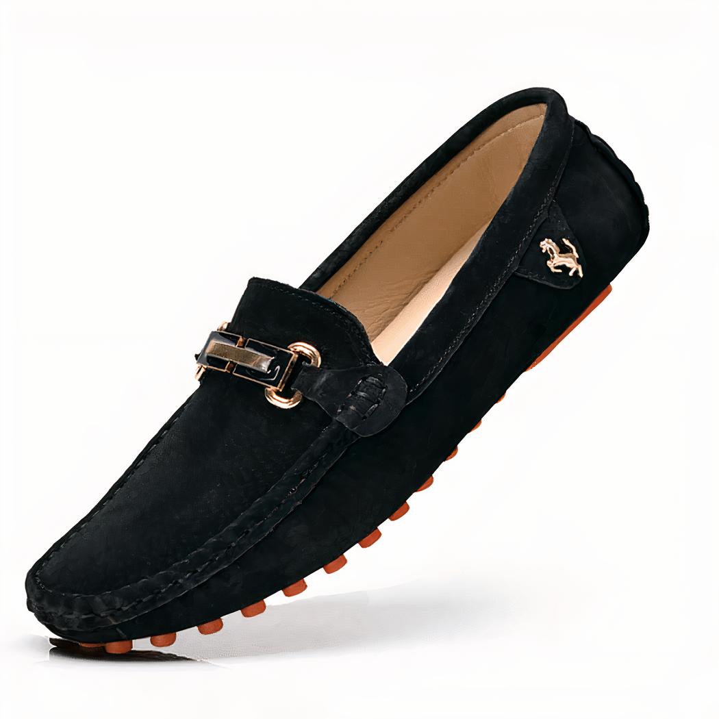 Mocassins à boucle en daim de luxe pour homme