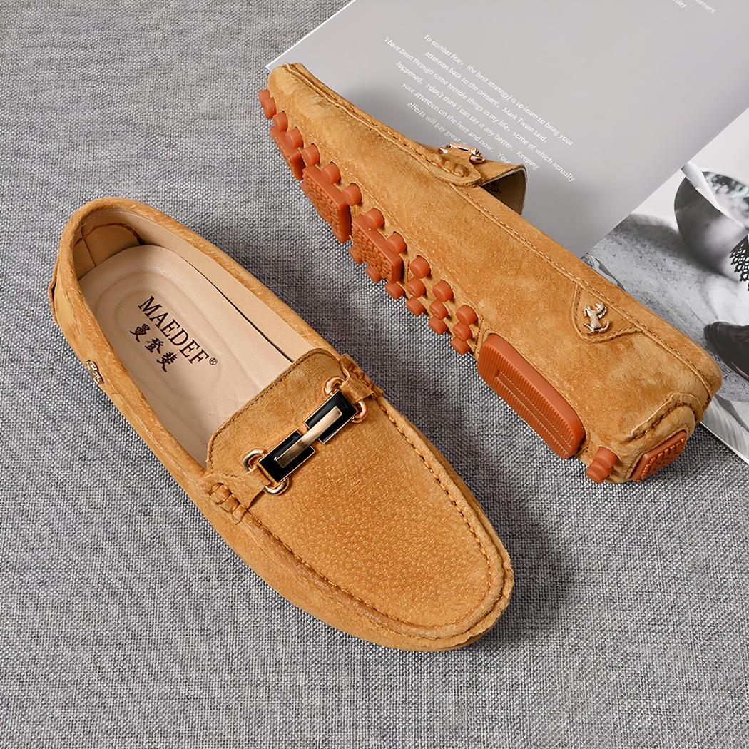 Mocassins à boucle en daim de luxe pour homme