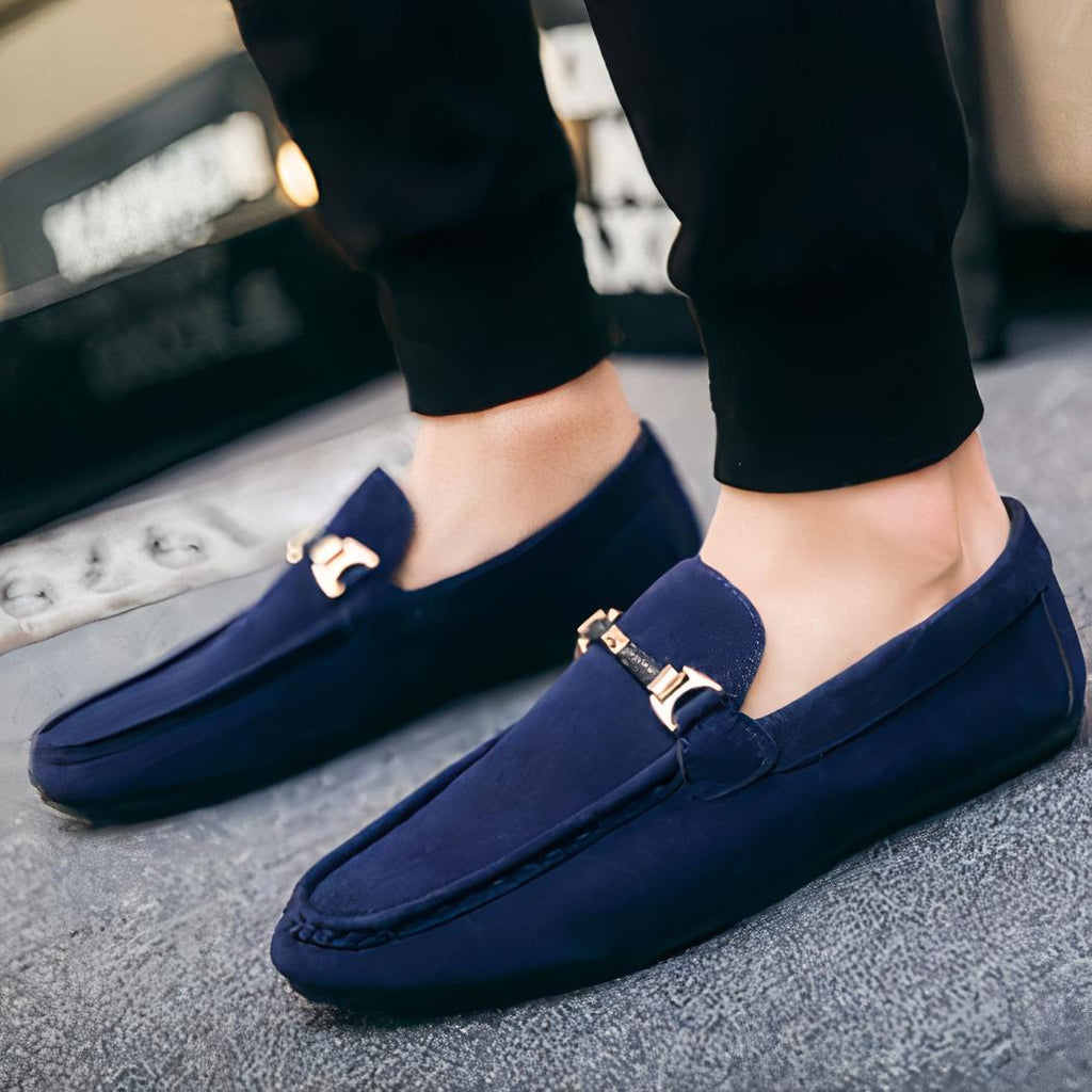 Mocassins à boucle en daim pour hommes