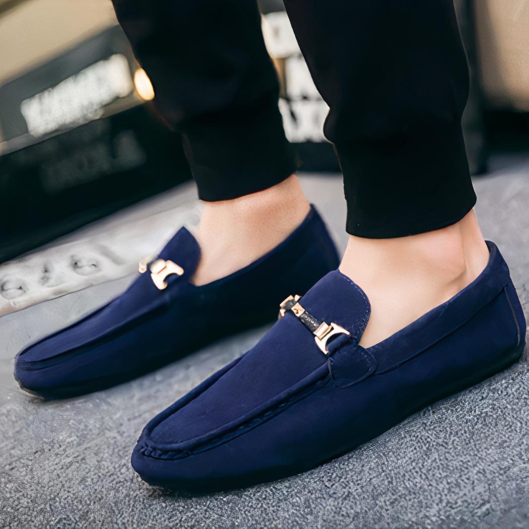 Mocassins à boucle en daim pour hommes