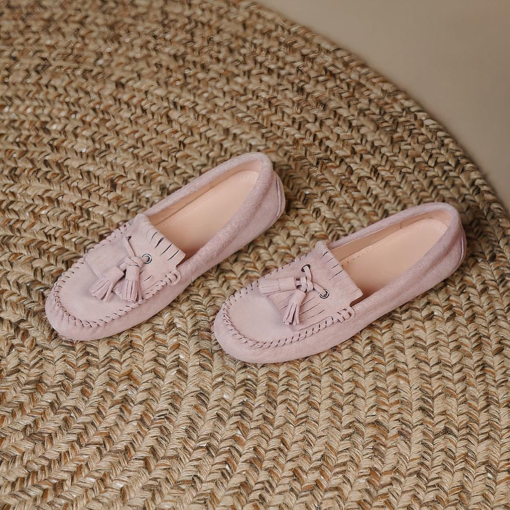 paire de mocassin à frange rose