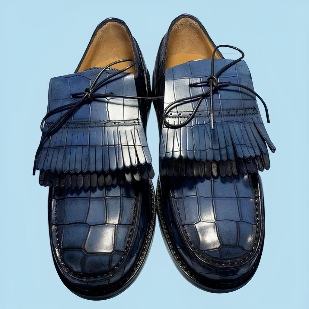 Mocassins à gland avec un effet croco classique pour hommes