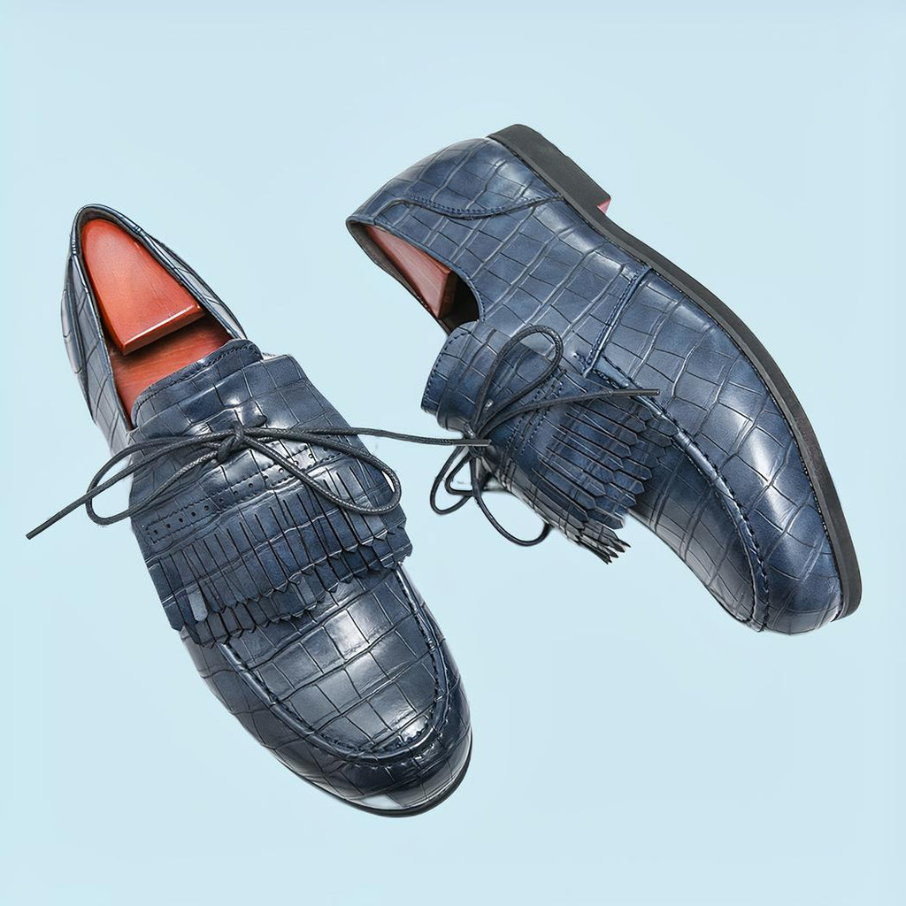 Mocassins à gland avec un effet croco classique pour hommes