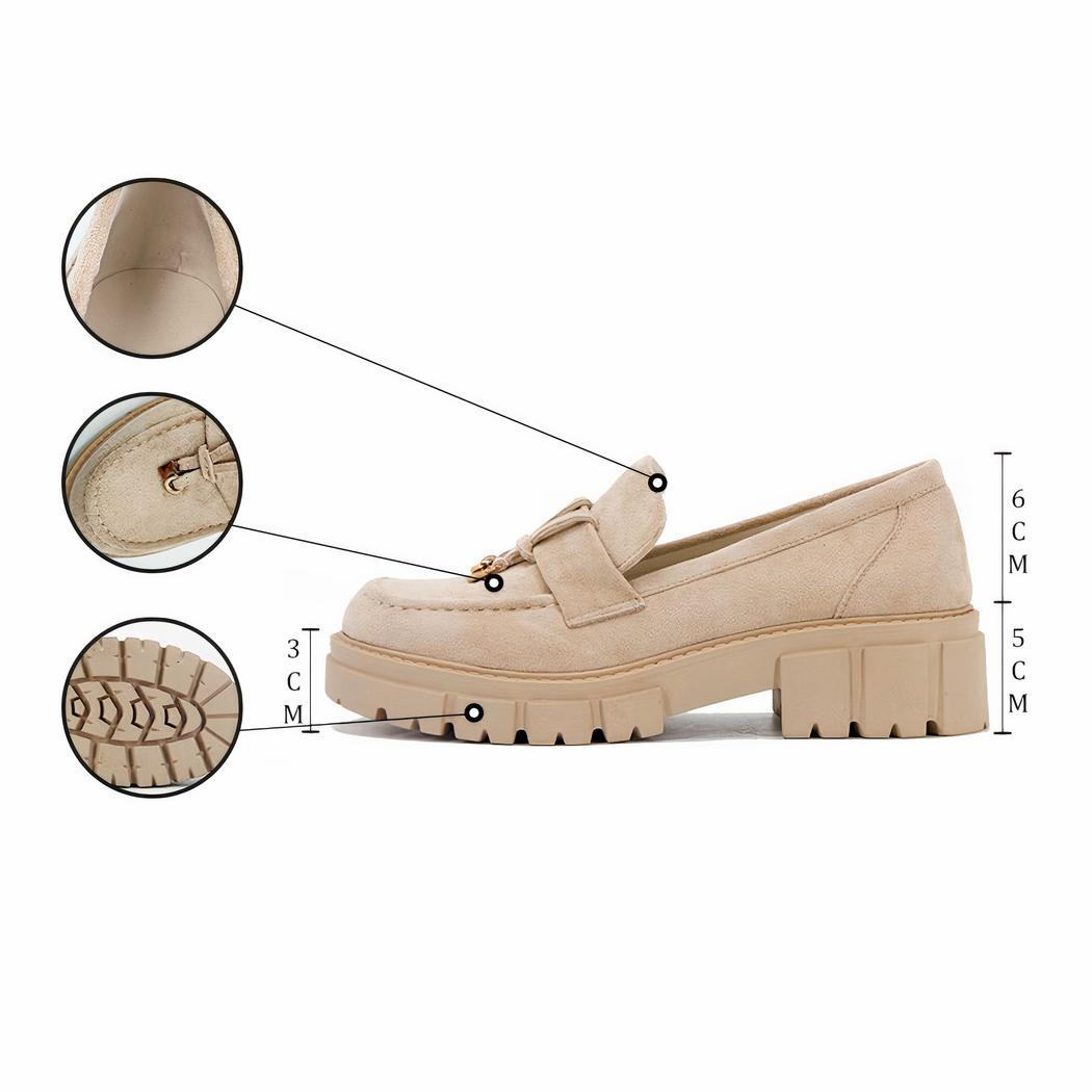 Mocassins à gland beige semelle épaisse pour femme
