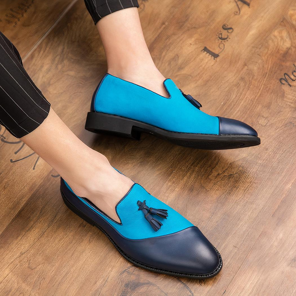 Mocassins à glands bi-matière effet contrasté