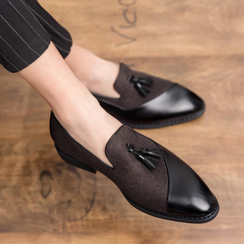 Mocassins à glands bi-matière effet contrasté