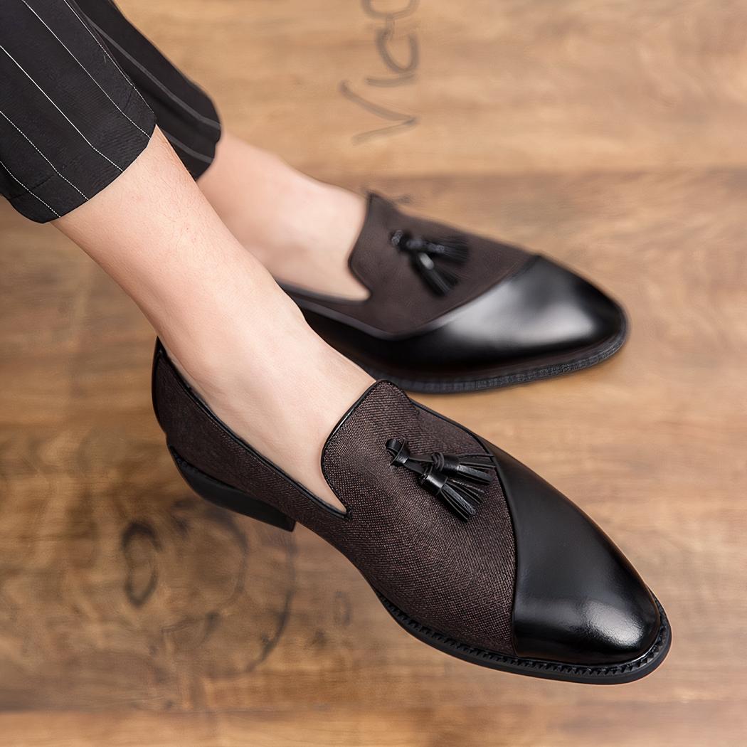 Mocassins à glands bi-matière effet contrasté