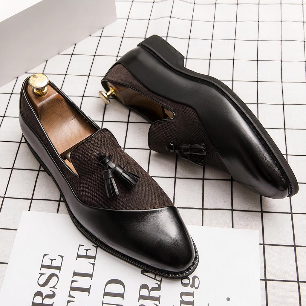 Mocassins à glands bi-matière effet contrasté
