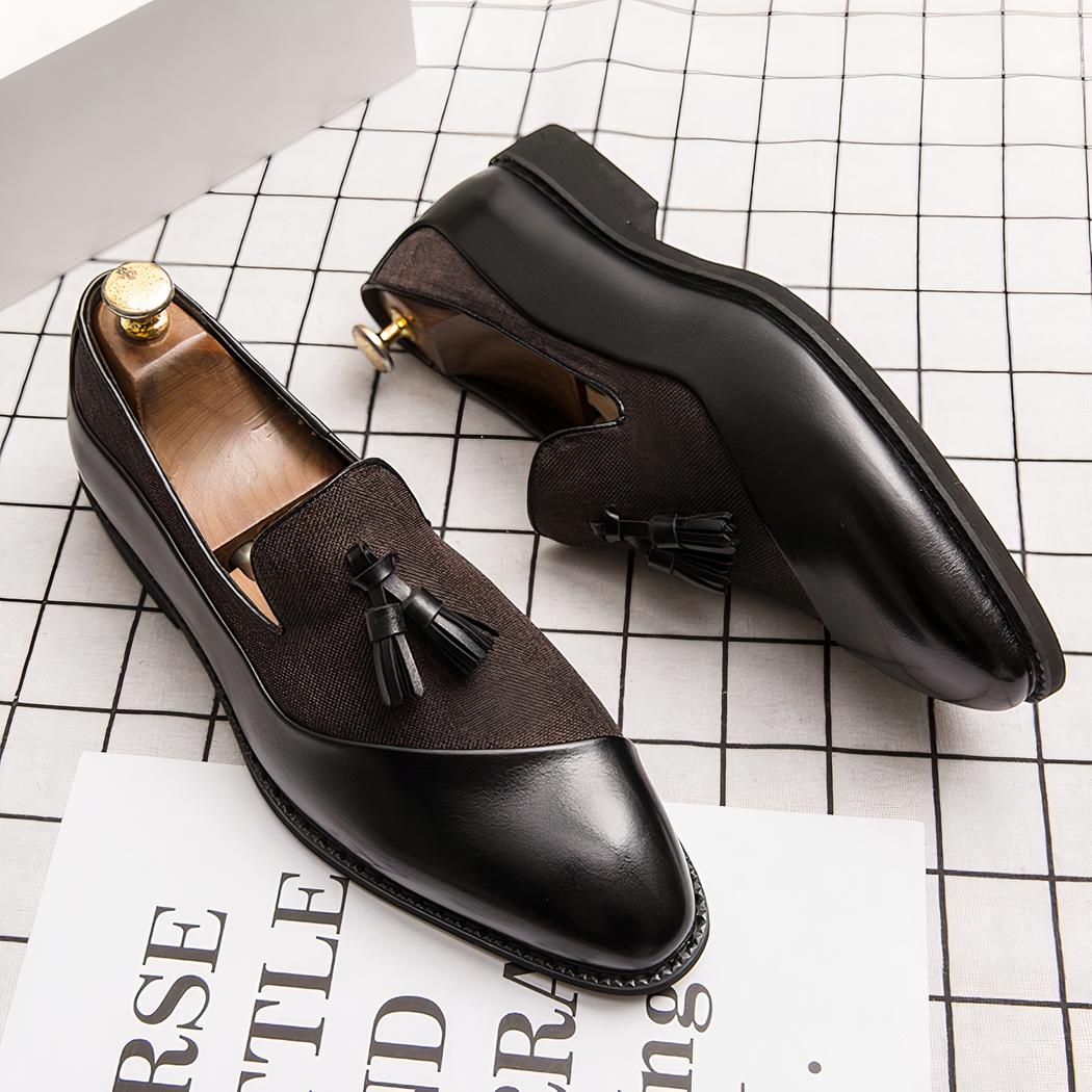 Mocassins à glands bi-matière effet contrasté