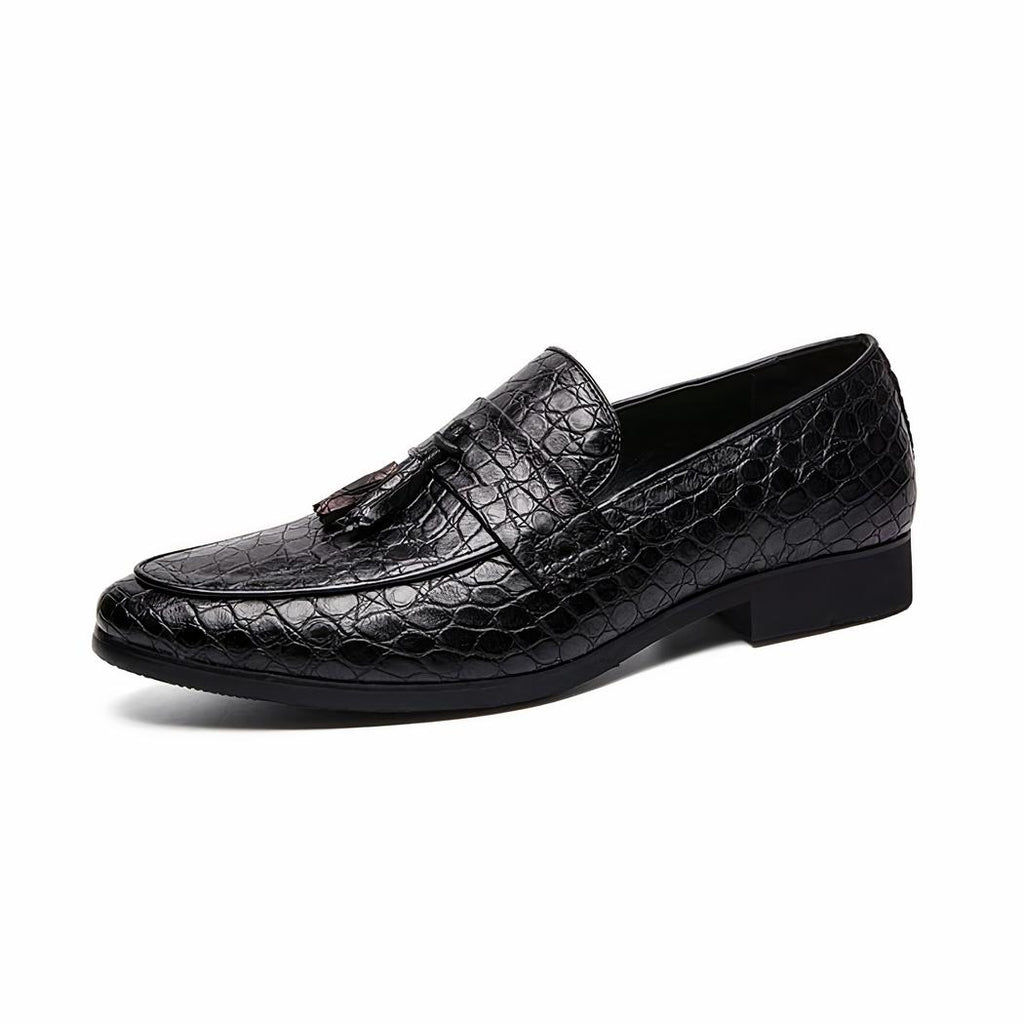 Mocassins à glands en cuir véritable effet serpent