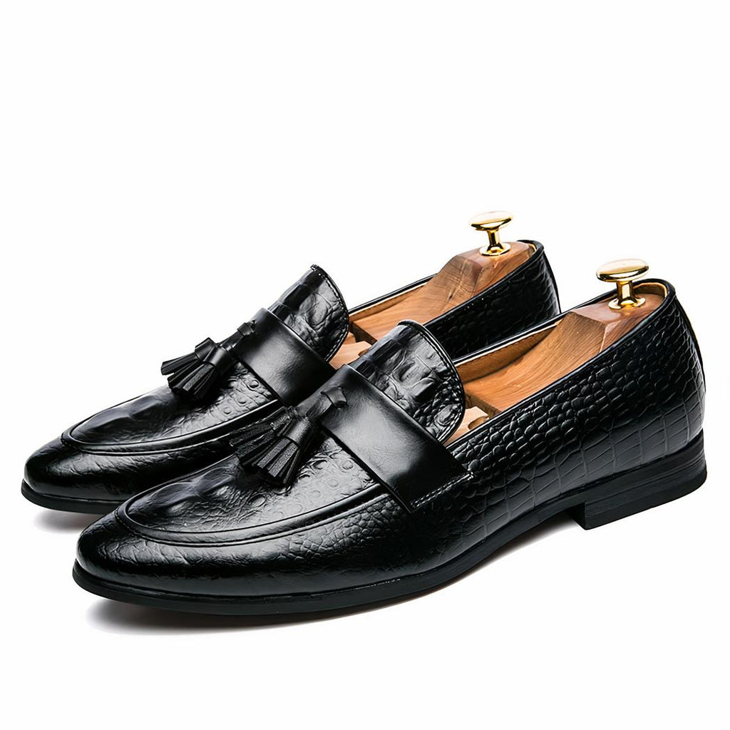 Mocassins à glands effet cuir crocodile