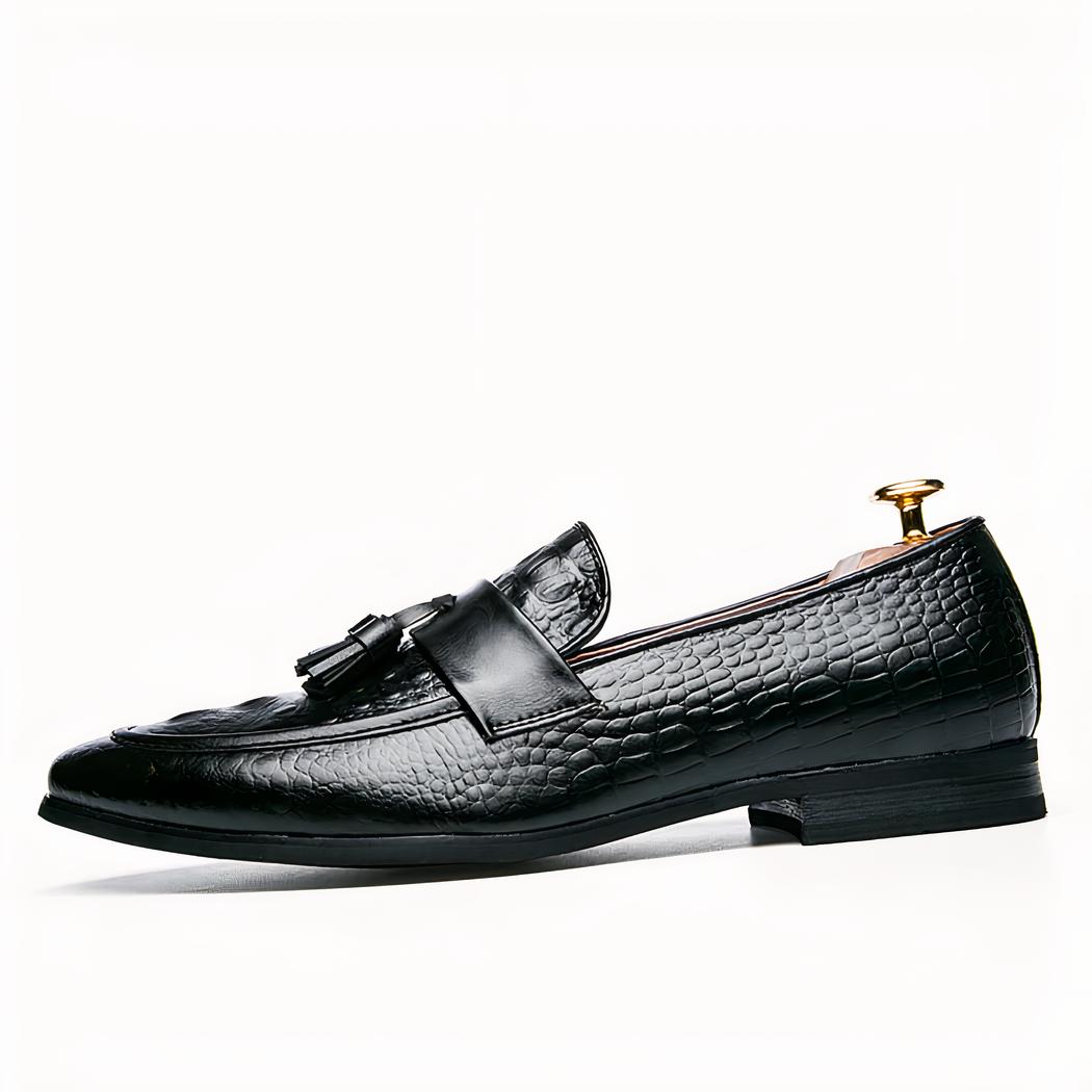 Mocassins à glands effet cuir crocodile