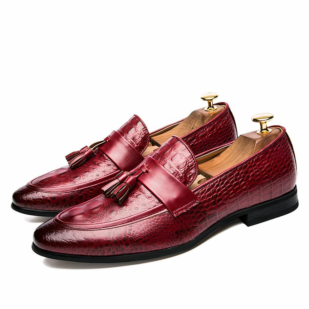 Mocassins à glands effet cuir crocodile