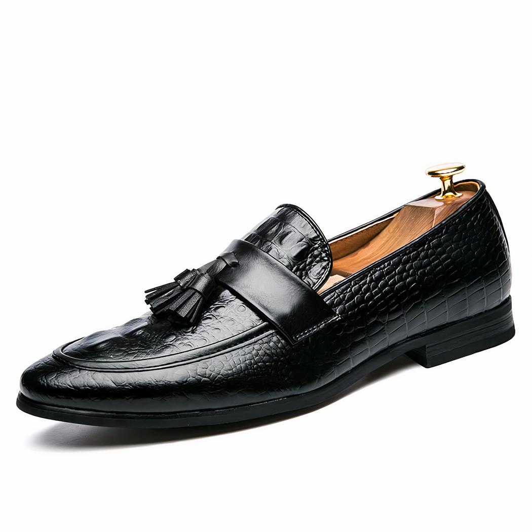 Mocassins à glands effet cuir crocodile