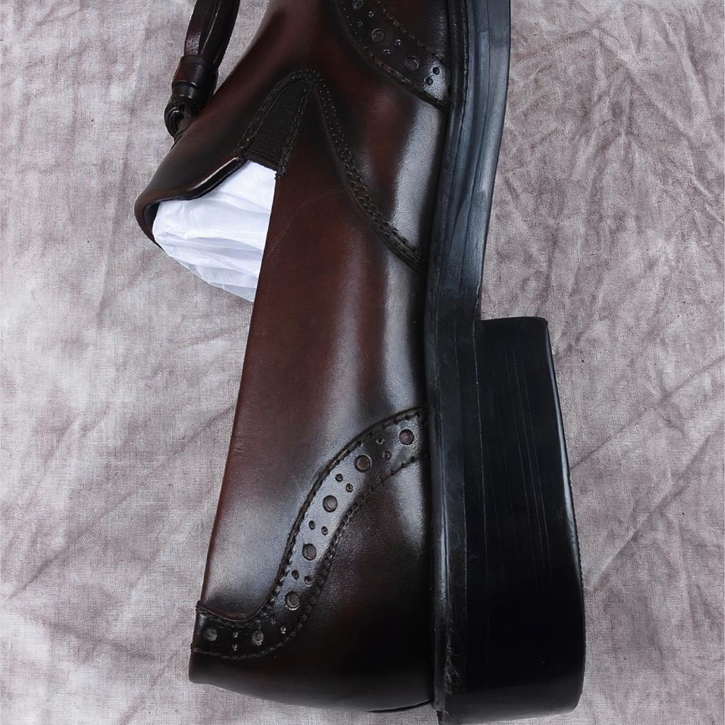 Mocassins à gland en cuir véritable marron pour hommes