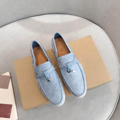 Mocassins à gland ornés de détails élégants pour hommes, Bleu